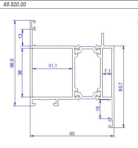 65.520.00/3014-3010 Дверной створочный Z-обр. профиль неокрас (Press) L=6500 (1)