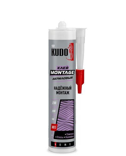 Клей KUDO HOME Мontage для надёжного монтажа, на акриловой основе, белый, 280 мл (1)