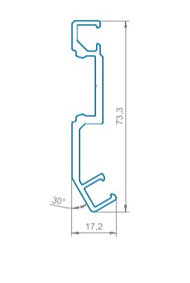 Угловая односторон. прижим. планка 30гр. неокрас L=6800 (1)