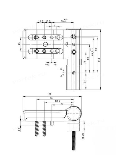 SC Петля дверная DH (KT-V) 120кг, коричневая RAL 8019 #2