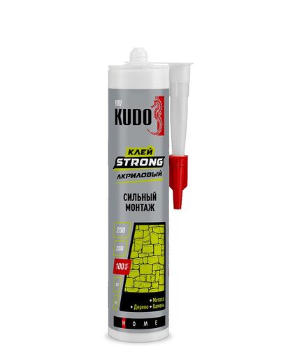 Клей KUDO HOME Strong для сильного монтажа, на акриловой основе, белый, тюбик 200 мл (1)