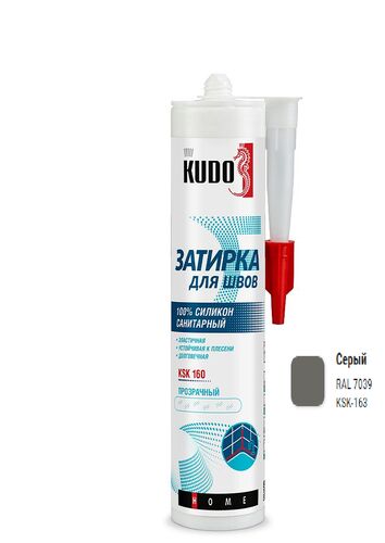 Герметик-затирка для швов KUDO HOME  силиконовый санитарный, серый RAL 7039 (1)