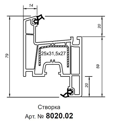 Створка Z 60 R-Line (6,5)  с протянутым уплотнением черного цвета (2 уплотнителя) (1)