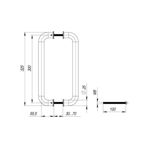 Ручка-прямая 25/300 нержавеющая сталь матовая труба #2