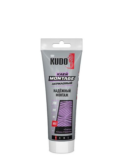 Клей KUDO HOME Мontage для надёжного монтажа, на акриловой основе, белый, тюбик 200 мл (1)