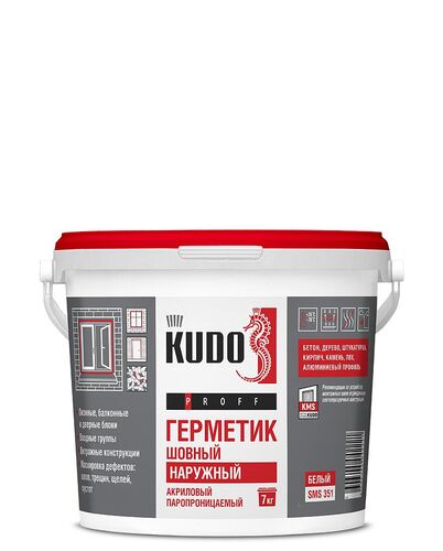 Герметик акриловый паропроницаемый шовный НАРУЖНЫЙ KUDO PROFF 7кг  белый (1)