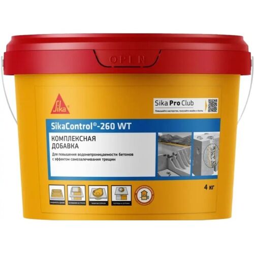705515 Комплексная добавка для повышения водонепроницаемости бетонов SikaControl-260 WT Ведро 4 кг (1)