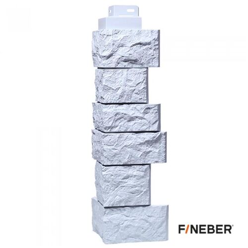 Наружный угол к фасадным панелям FineBer Камень дикий мелованный белый 485х144 (1)