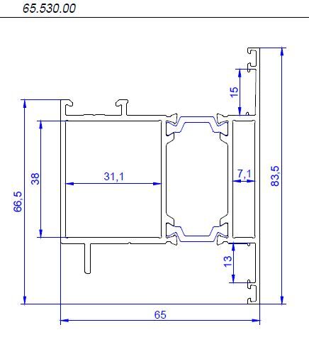65.530.00/3013-3012 Дверной створочный Т-обр. профиль неокрас (Press) L=6500 (1)