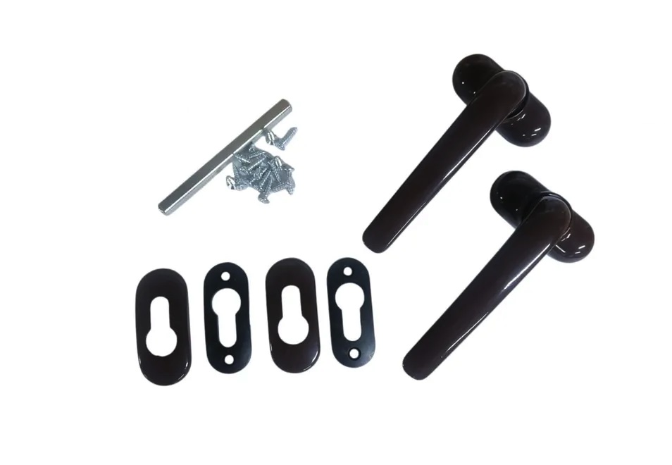 Ручка нажимная с накладками под цилиндр коричневая (RAL8017) (1)