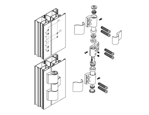 Петля ППД-3 (с анкерными винтами для "теплого профиля") RAL 9016 #1