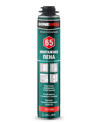 Пена полиуретановая монтажная профессиональная летняя DONEWELL 65 (вес брутто 829гр) (1)