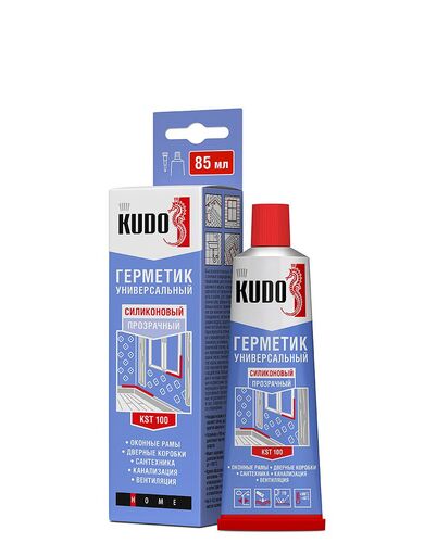 Герметик KUDO KST-100 силиконовый универсальный прозрачный, в тюбике 85 мл (1)