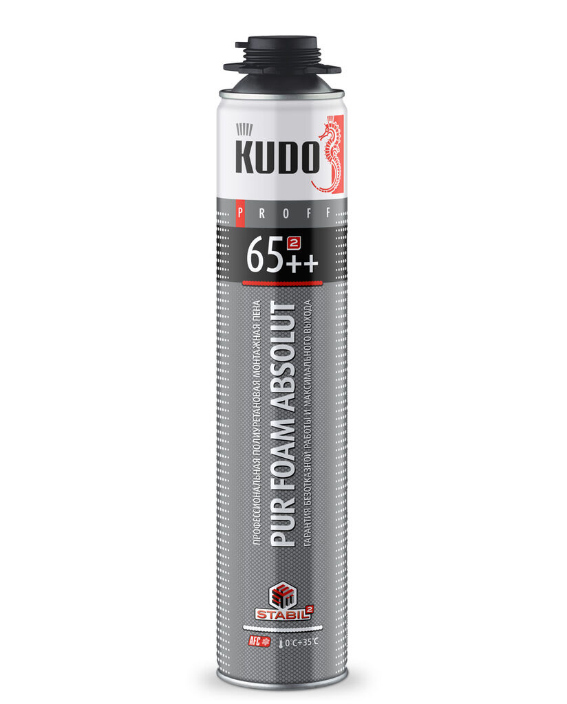 Пена полиуретановая монтажная KUDO PROFF 65++  (вес брутто 981гр)