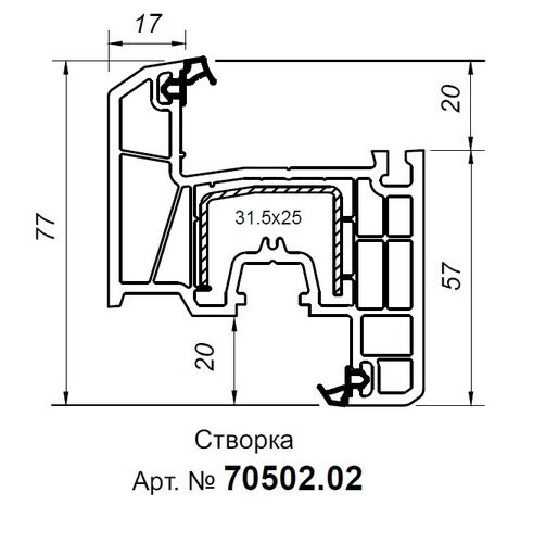 Створка Z 70 Top-Line (6,5) c протянутым уплотнением черного цвета (2 уплотнителя) (1)