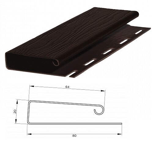 J-профиль широкий к сайдингу коричневый (RAL 8017) 3000мм (1)
