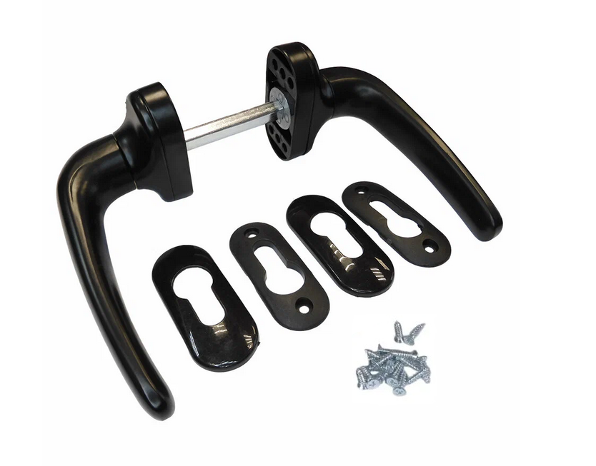 SC Ручка нажимная с накладками под цилиндр черная (RAL9005) (1)