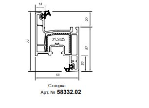 Изображение предварительного просмотра товара 58332.02 Створка Z 58 Top-Line (6,5) (13 смещ)c протянутым уплотнением черного цвета (2 уплотнителя) №1