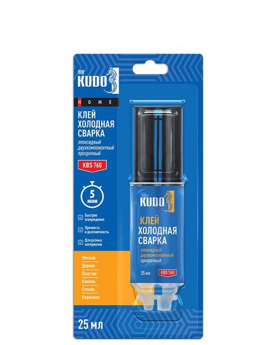 Клей эпоксидный двухкомпонентный прозрачный KUDO HOME, 25 мл (1)