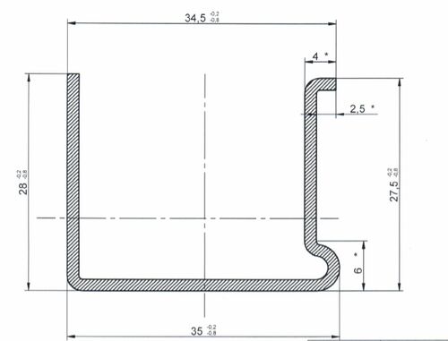 Профиль армирующий Аналог 35*28 (1,5) (створка) (1)