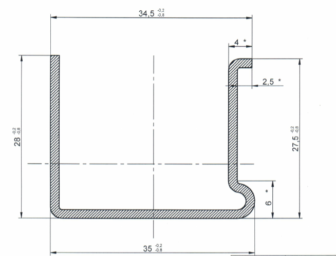 Профиль армирующий Аналог 35*28 (1,5) (створка) (1)