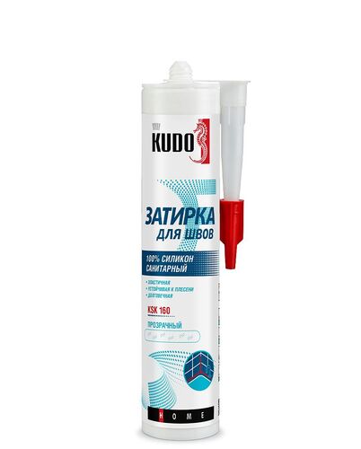 Герметик-затирка для швов KUDO HOME  силиконовый санитарный, жасмин RAL 9001 (1)