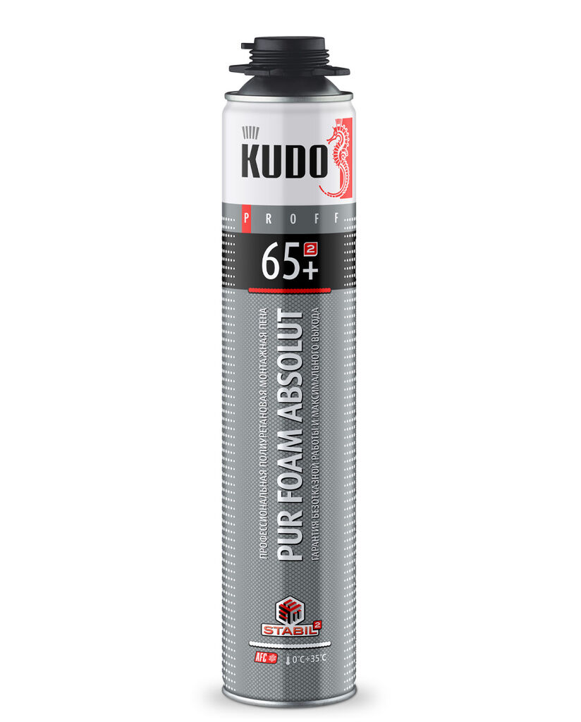 Пена полиуретановая монтажная KUDO PROFF 65+  (вес брутто 930гр)