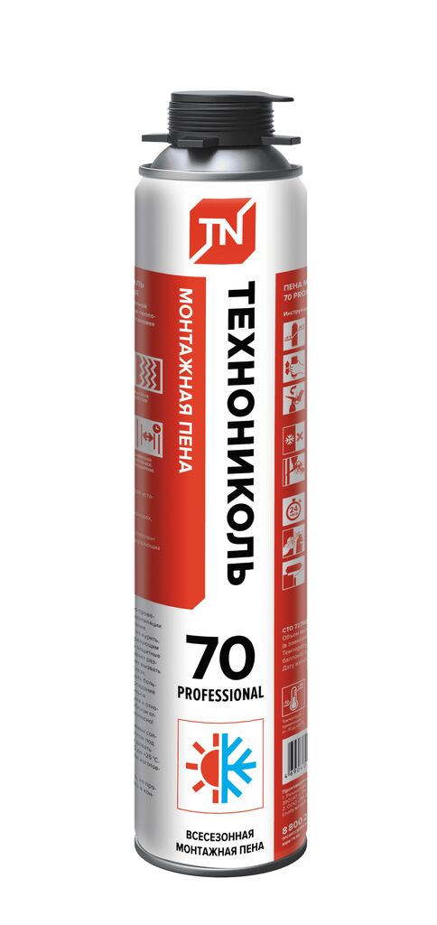 Пена монтажная ТЕХНОНИКОЛЬ 70 PROFESSIONAL  (всесезонная) (вес брутто 1001гр)