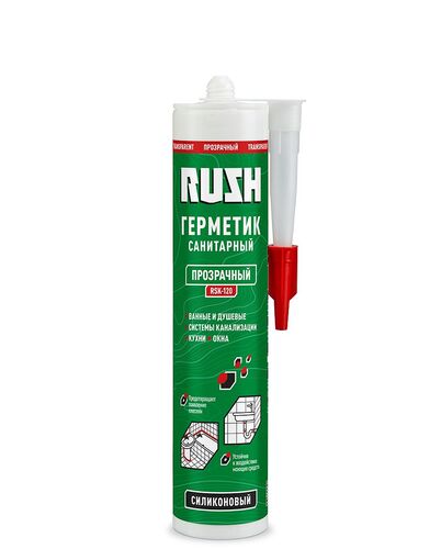 Герметик RUSH  силиконовый санитарный, прозрачный, 230 мл РАСПРОДАЖА (1)