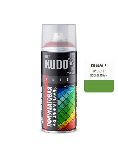Изображение предварительного просмотра товара Эмаль универсальная акриловая Satin 512мл  RAL 6018 ярко-зеленая №1