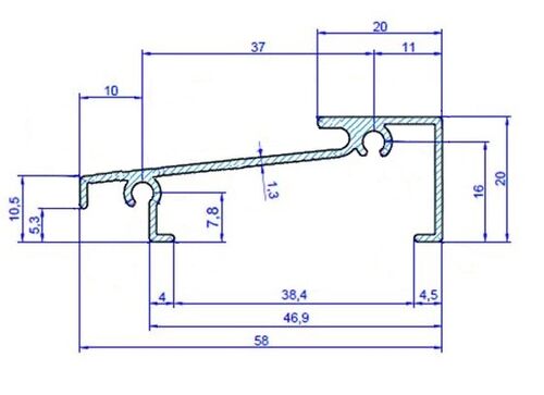 Порог алюминиевый  6м ( KBE 58 серия) (1)