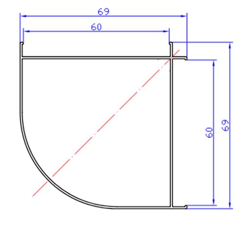 Угловой профиль 90° 60х60 ESQU/02XL 9016 6м (1)