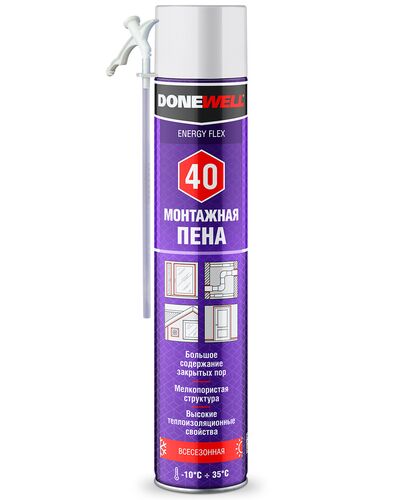 Пена полиуретановая монтажная бытовая Donewell ENERGY FLEX 40 всесезонная (1)