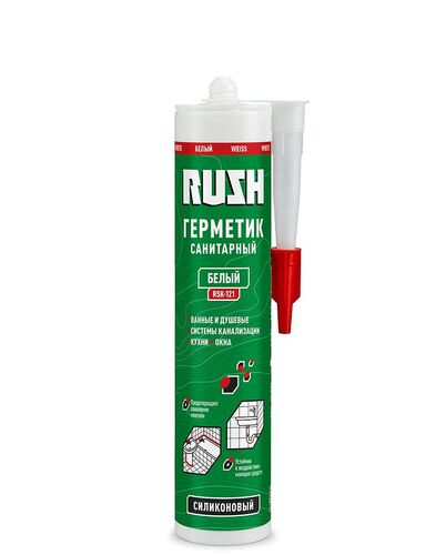 RSK-121 Герметик RUSH  силиконовый санитарный, белый, 230 мл (1)