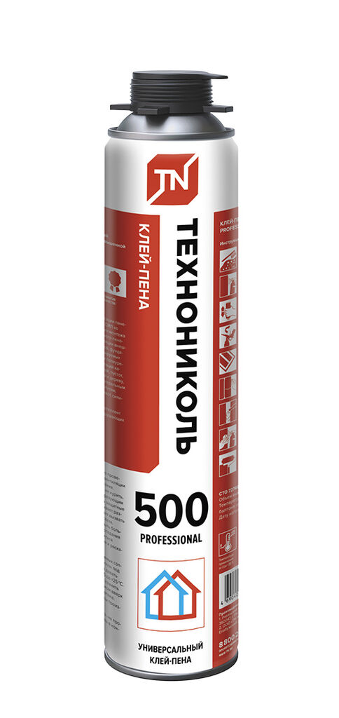 Клей-пена ТЕХНОНИКОЛЬ 500 PROFESSIONAL универсальный (вес брутто 717гр)