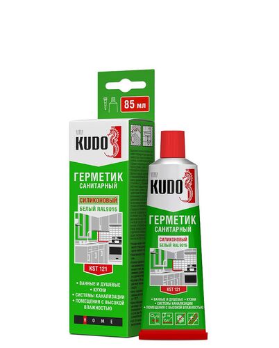 Герметик KUDO KST-121 силиконовый санитарный белый, в тюбике 85 мл (1)
