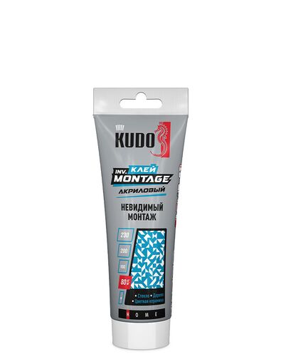 Клей KUDO HOME inv. Мontage для невидимого монтажа, на акриловой основе, прозрачный, 200 мл (1)