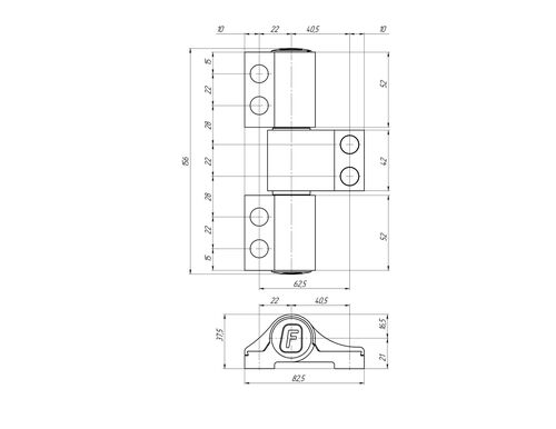 Петля ППД-3 (с анкерными винтами для "теплого профиля") неокрас #2