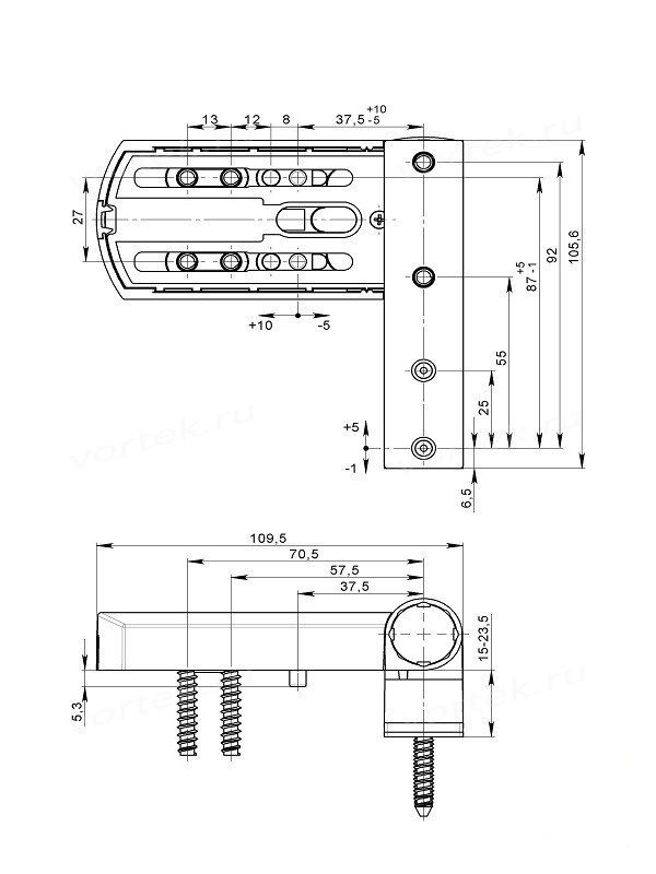 SC Петля дверная Roto Door Line cерия PS27 RAL 7016 антрацит 80кг #1
