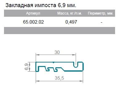 Изображение предварительного просмотра товара Закладная импоста 58,5 мм №1