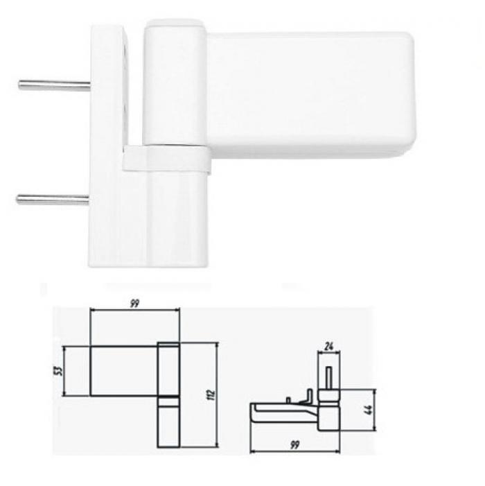 Петля дверная DH (KT-N) (40600) 120кг, бел РАСПРОДАЖА (1)