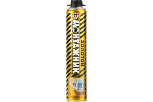 Пена монтажная PROFFLEX Золотой монтажник PRO 65 л (всесезонная) (вес брутто 775гр)  1уп-12шт (1)