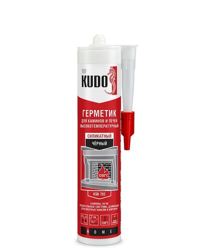 Изображение предварительного просмотра товара Герметик KUDO  для каминов и печей 1200С силикатный черный 280 мл №1