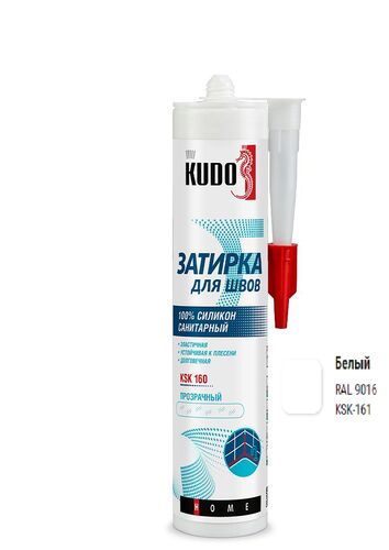 Герметик-затирка для швов KUDO HOME  силиконовый санитарный, белый RAL 9016 (1)