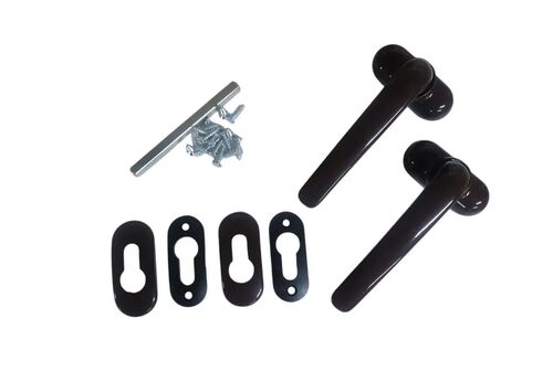 Изображение предварительного просмотра товара Ручка нажимная с накладками под цилиндр коричневая (RAL8017) 1уп-50шт/1шт №1