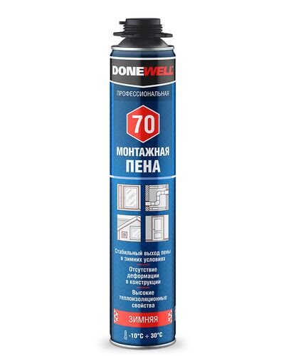 Пена полиуретановая монтажная профессиональная зимняя DONEWELL 70 (вес брутто 956гр) (1)