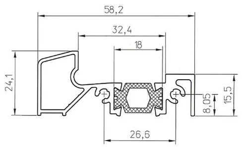 Порог Тёплый алюминиевый 60мм Rehau и Аналоги (BRUSBOX, R-line) (6,0) (1)