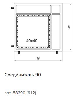 Угловой импостный профиль  90/58 (6,5) (1)