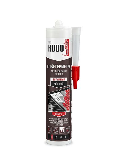 Клей-герметик KUDO HOME  битумный для всех видов кровли, черный, 280 мл (1)