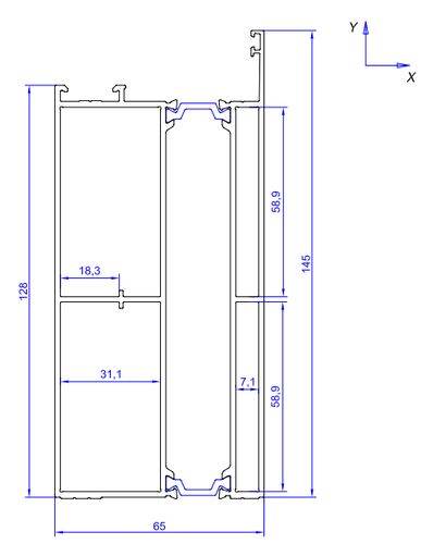 Дверной цокольный профиль 128мм L=6500 неокрас (1)